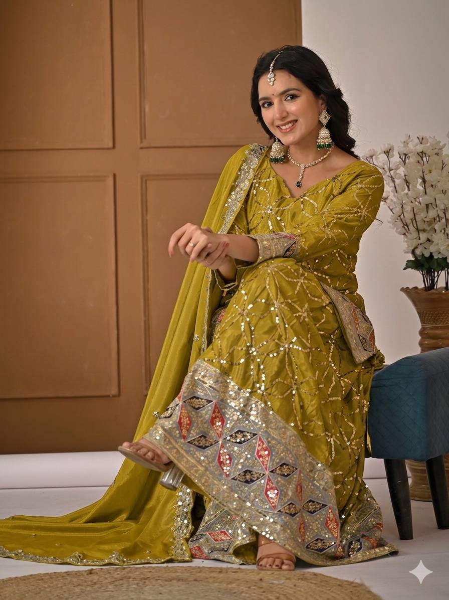 The Sovereign Chartreuse Mirror-Craft Gharara